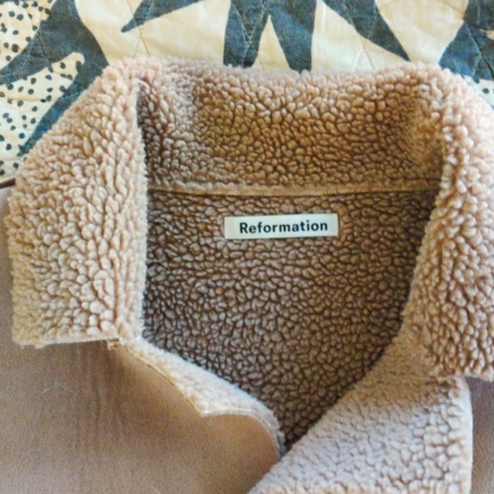 Reformation Taupe Suede Shearling Jacket - Picture 3 of 4